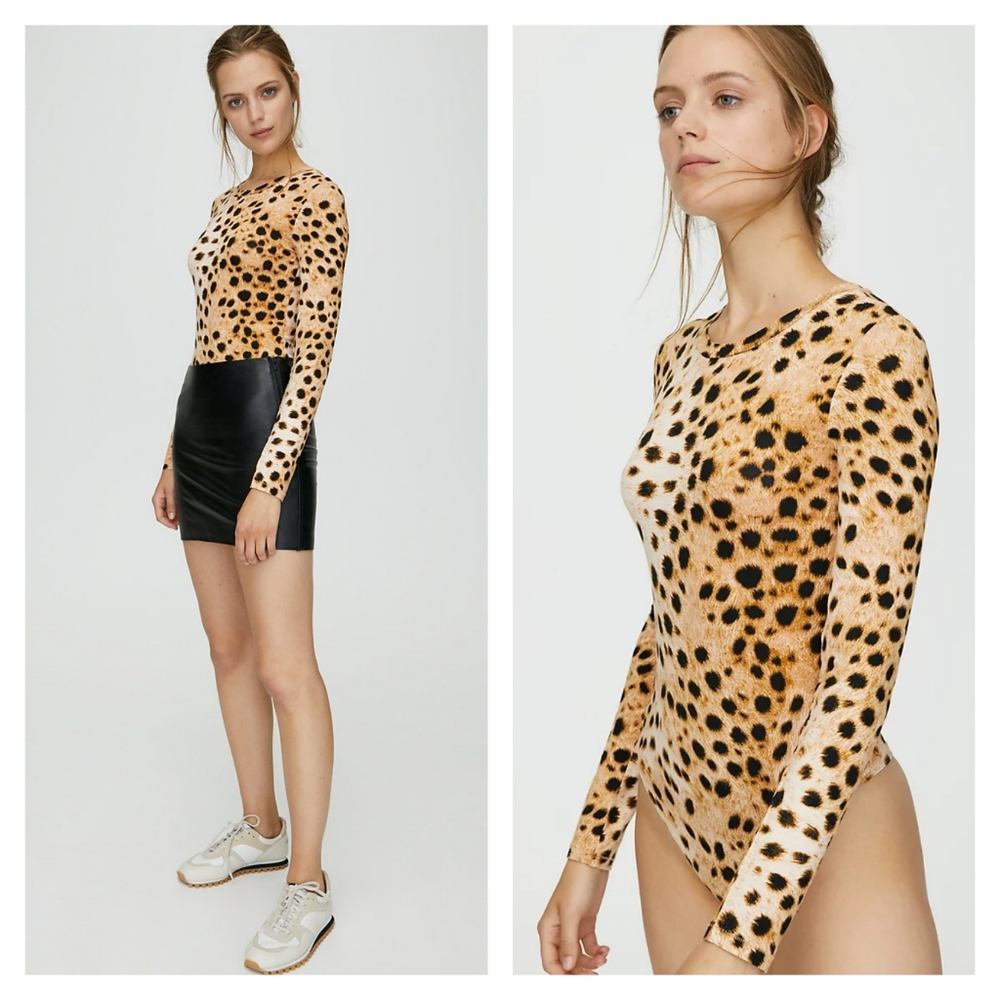 Aritzia Wilfred Free Somer Cheetah Print Long Sleeve Bodysuit